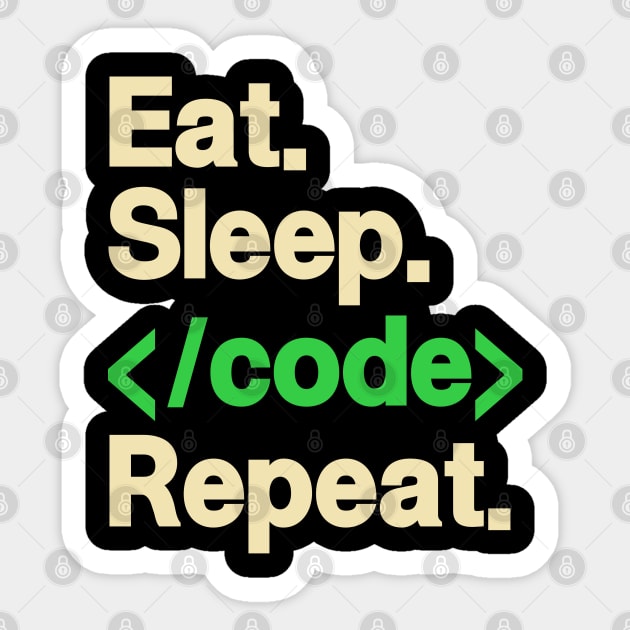 Eat. Sleep. Code. Repeat. Sticker by Issho Ni